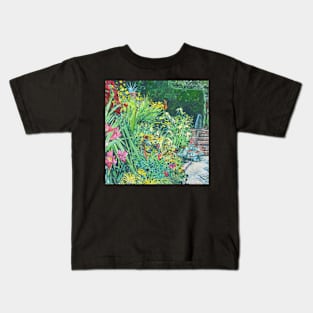 Warm Border in Autumn, Cloudehill from a gouache painting by Jo Reitze Kids T-Shirt